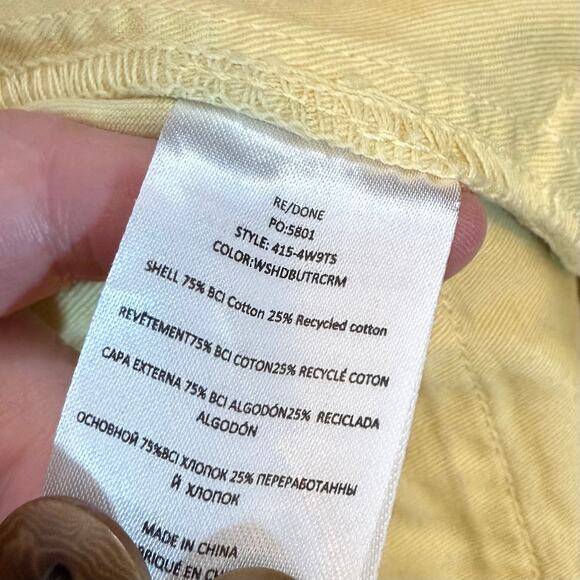 Re/Done Womens 26 Yellow Cotton Shorts Chino Trouser 90s Retro Casual Mom Spring - Picture 7 of 7